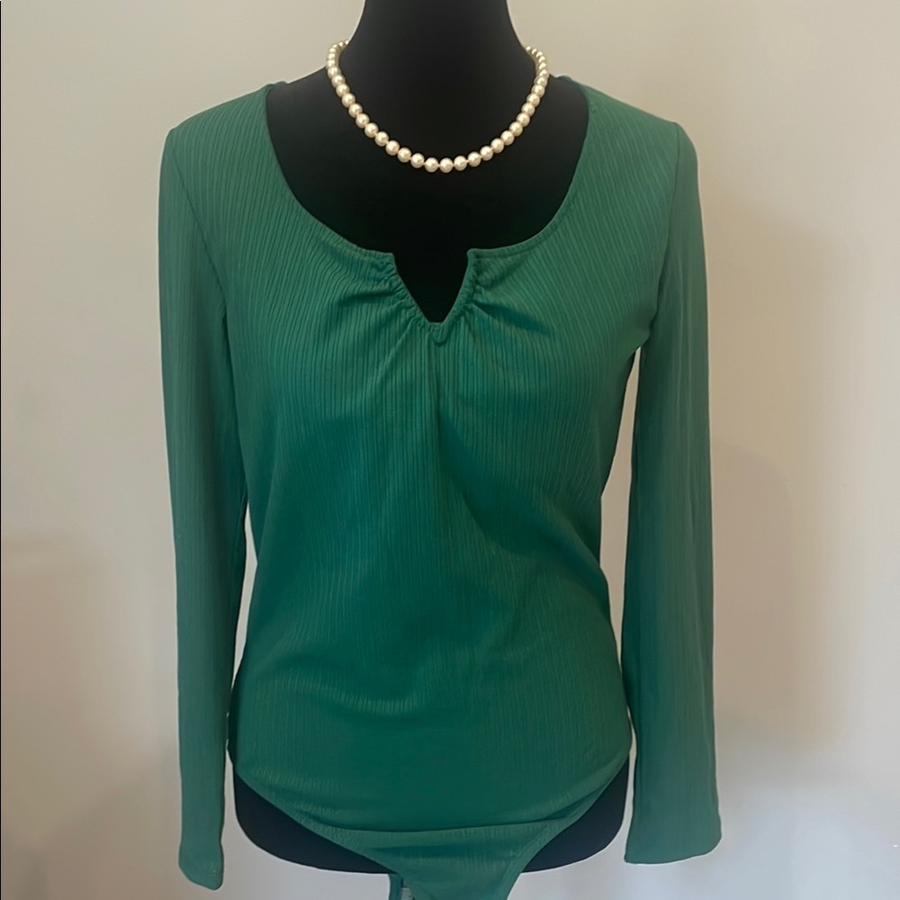 Green Long Sleeve Women's bodysuit new medium